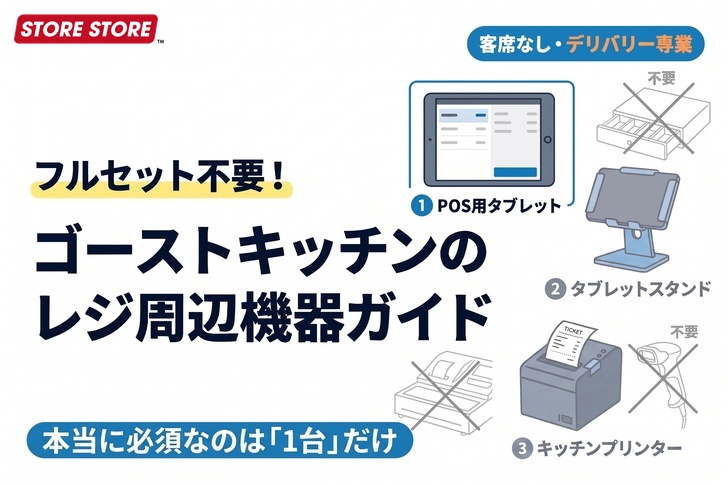 【客席なし】ゴーストキッチン開業のレジ周辺機器｜無駄のない最小構成ガイド
